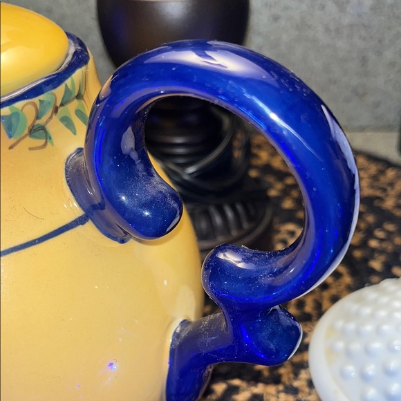 Cracker Barrel Yellow and Blue Rooster Ceramic Teapot - Picture 8 of 8